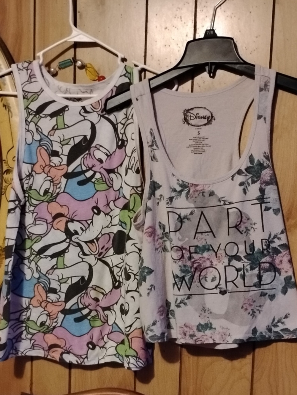 2#Disney Floral 'Dare to Own Your World' Tank Top - Light Gray/Pastel